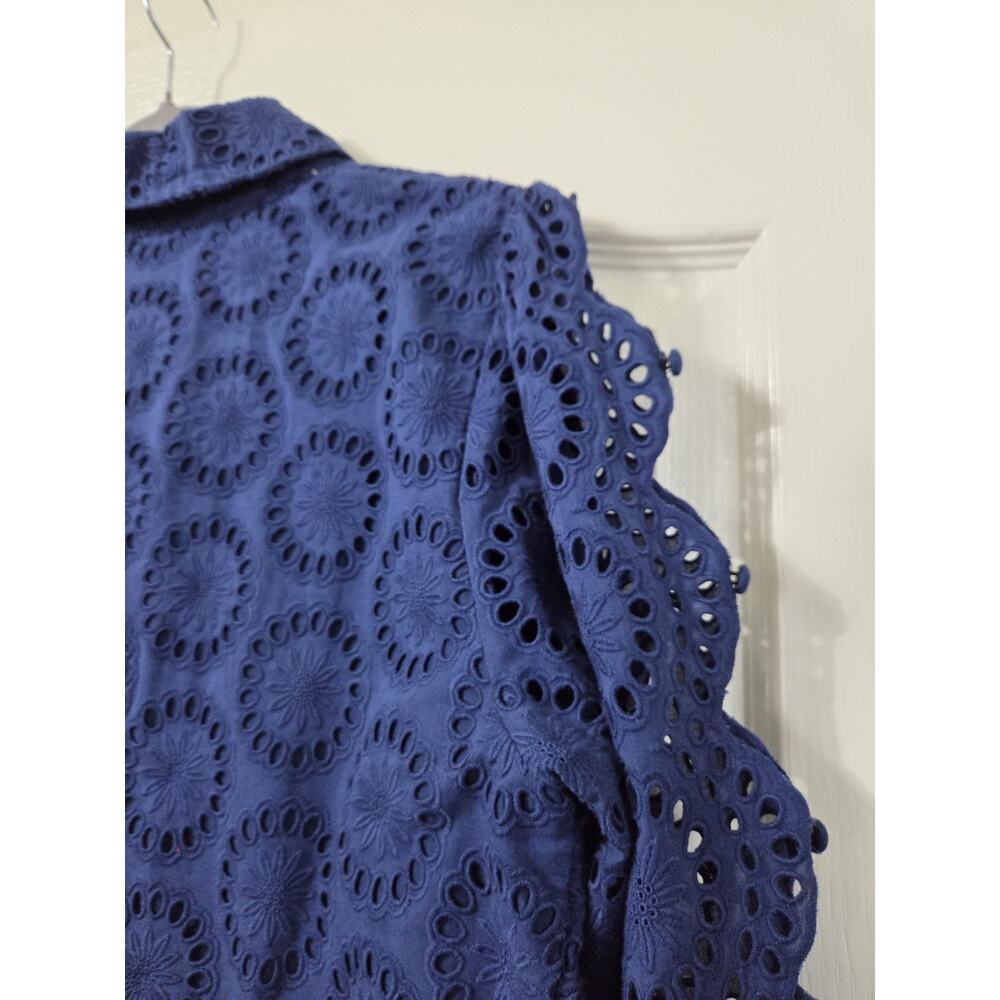 Figue Isabella Blue Eyelet Embroidered Cutout Sleeves Boho Mini Dress, Size XL - Picture 14 of 16